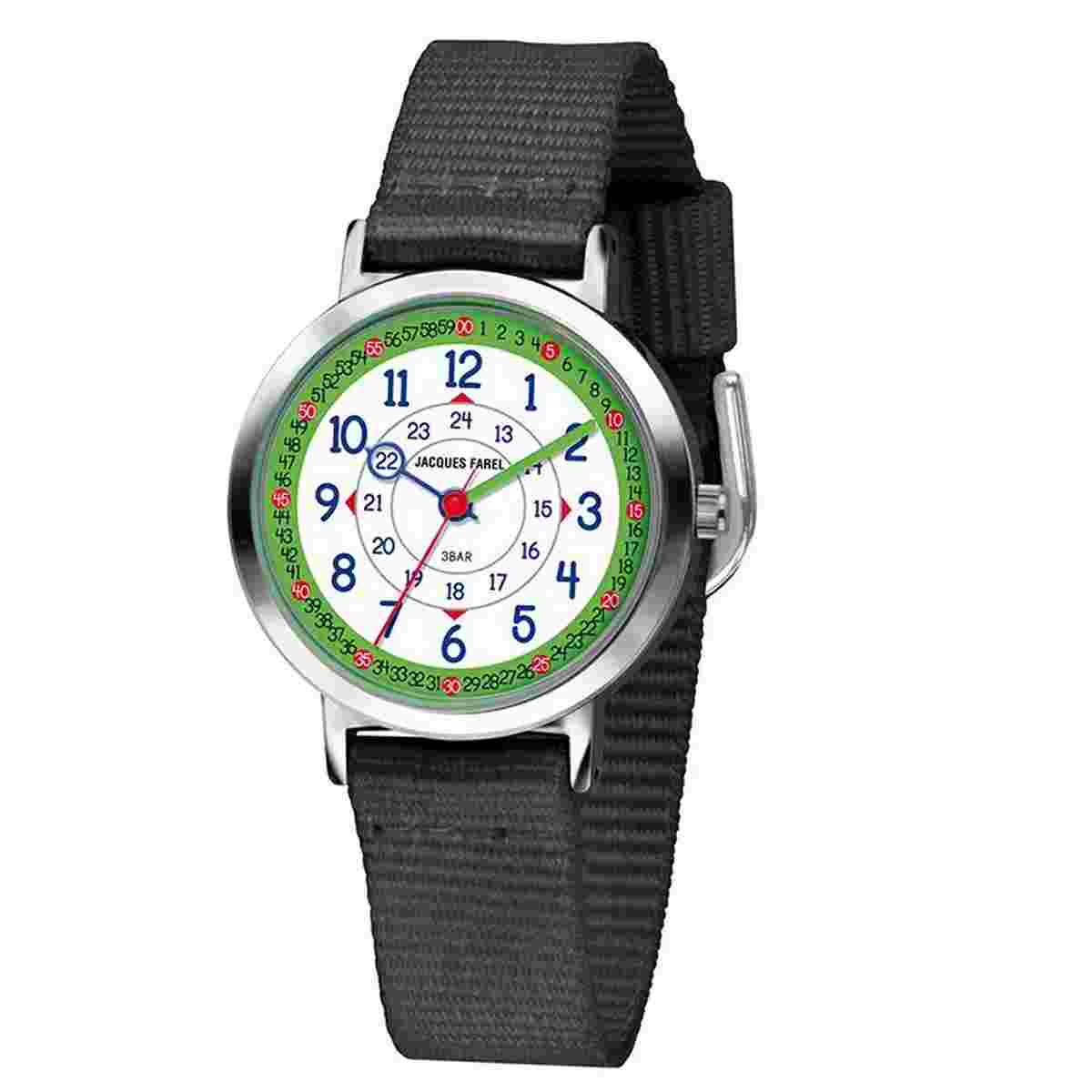 Jacques Farel Children's Watch Analog Quartz Boys Fabric Band KOP 08 Black