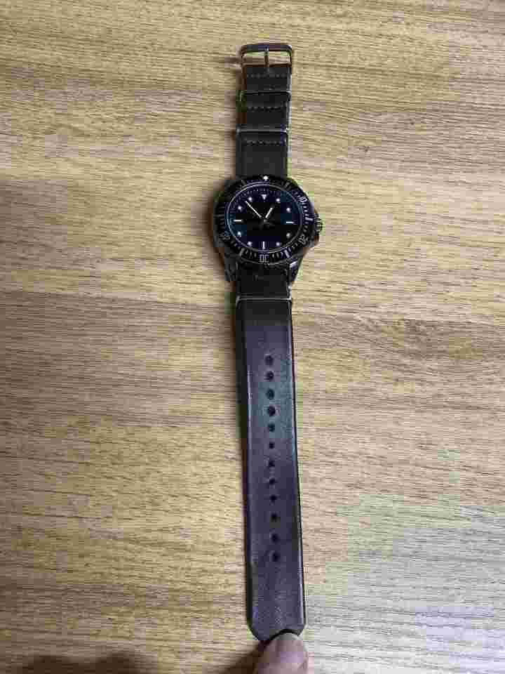 Merona Quartz Watch Men Silver Black Faux Leather Japan Movt Analog