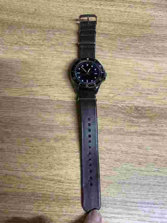 Merona Quartz Watch Men Silver Black Faux Leather Japan Movt Analog