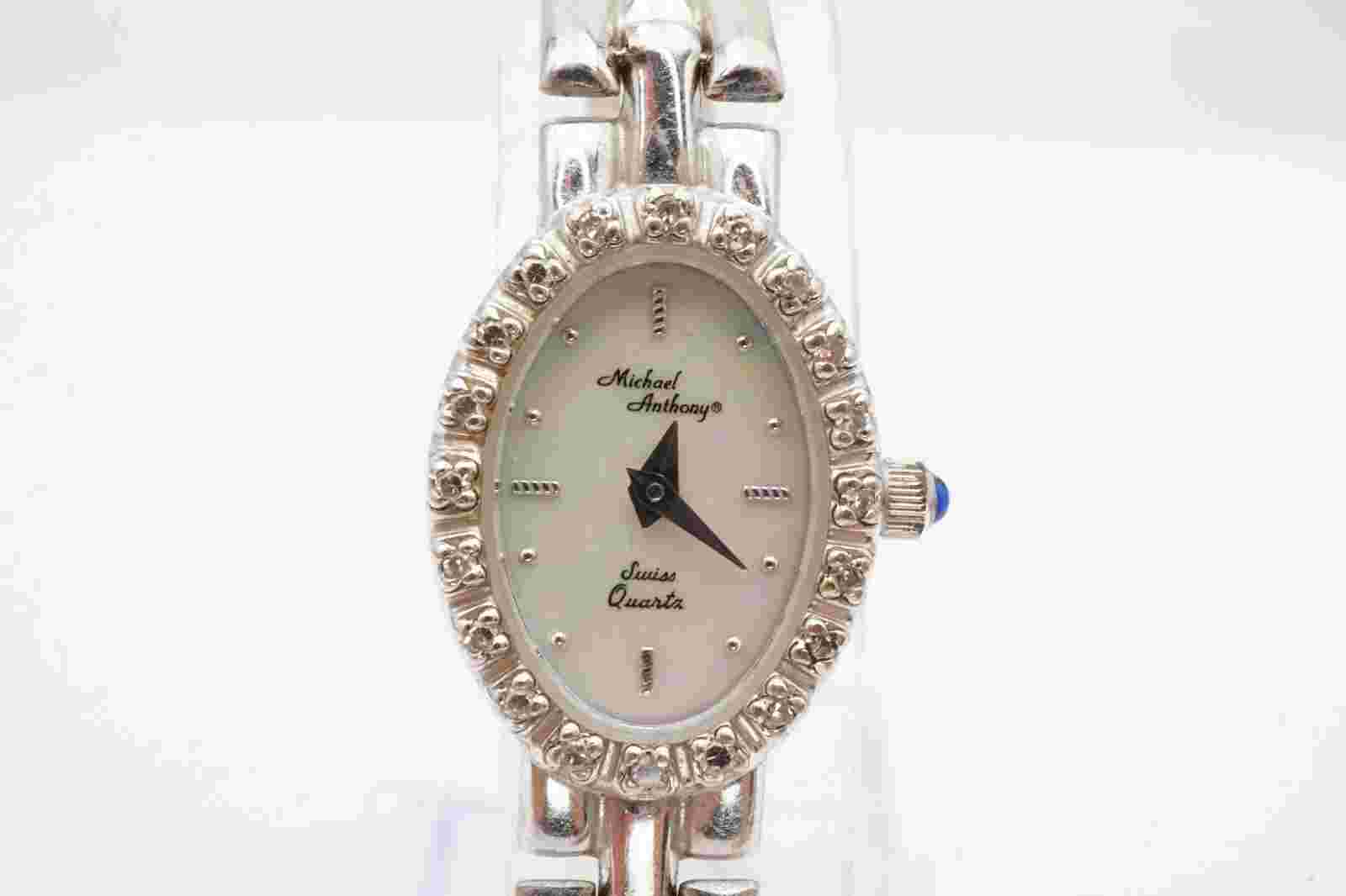 Michael Anthony Watch Womens 14k White Gold Diamond Mother Of Pearl Dial 6.5"