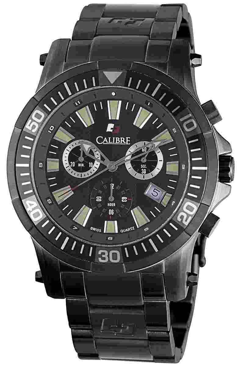 Calibre Men's SC-5H2-13-007 Hawk Chrono Chrono Luminous Black Steel Watch
