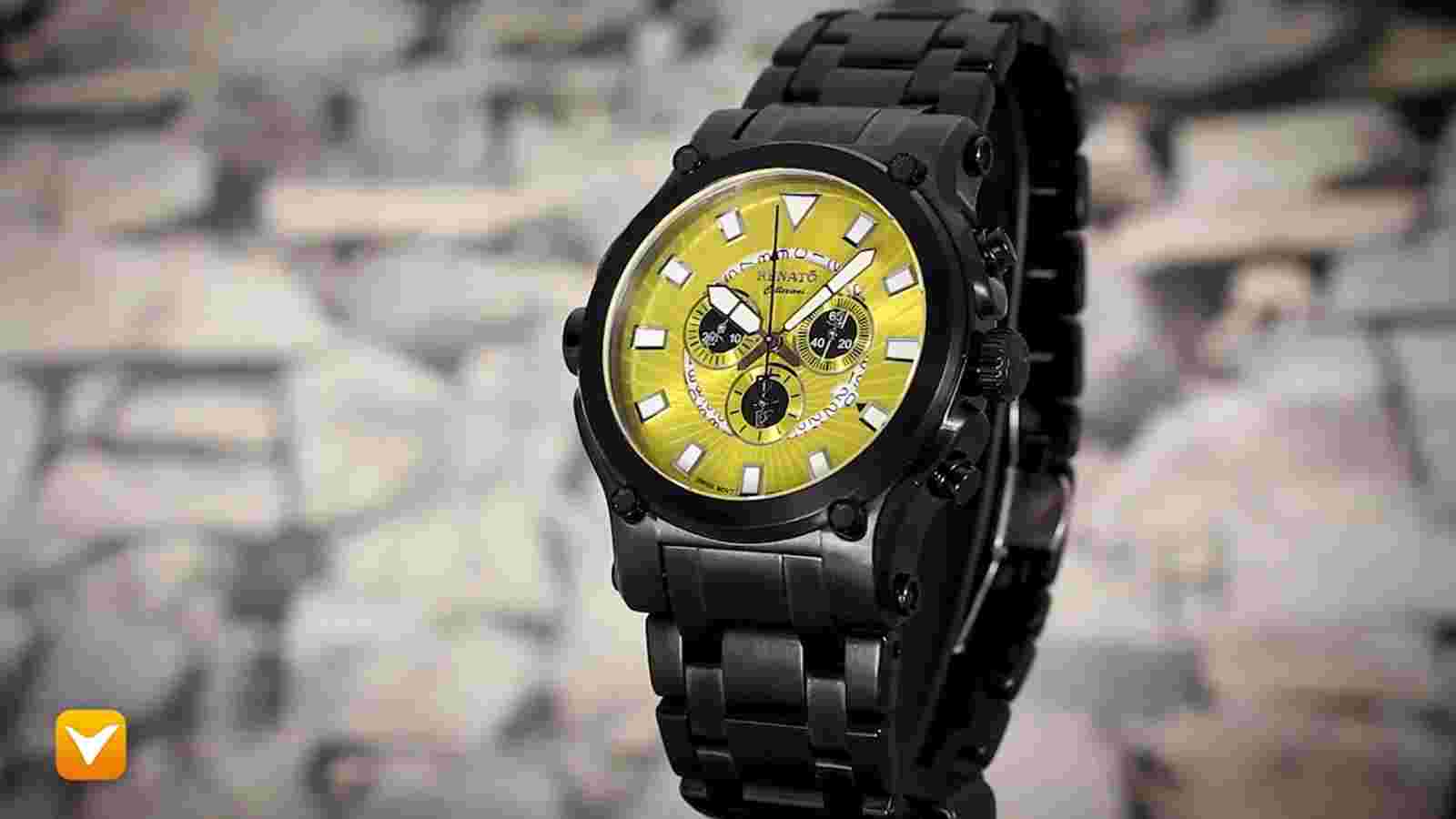 Renato Robusto 50mm Swiss Chronograph Black IP Citrus Dial