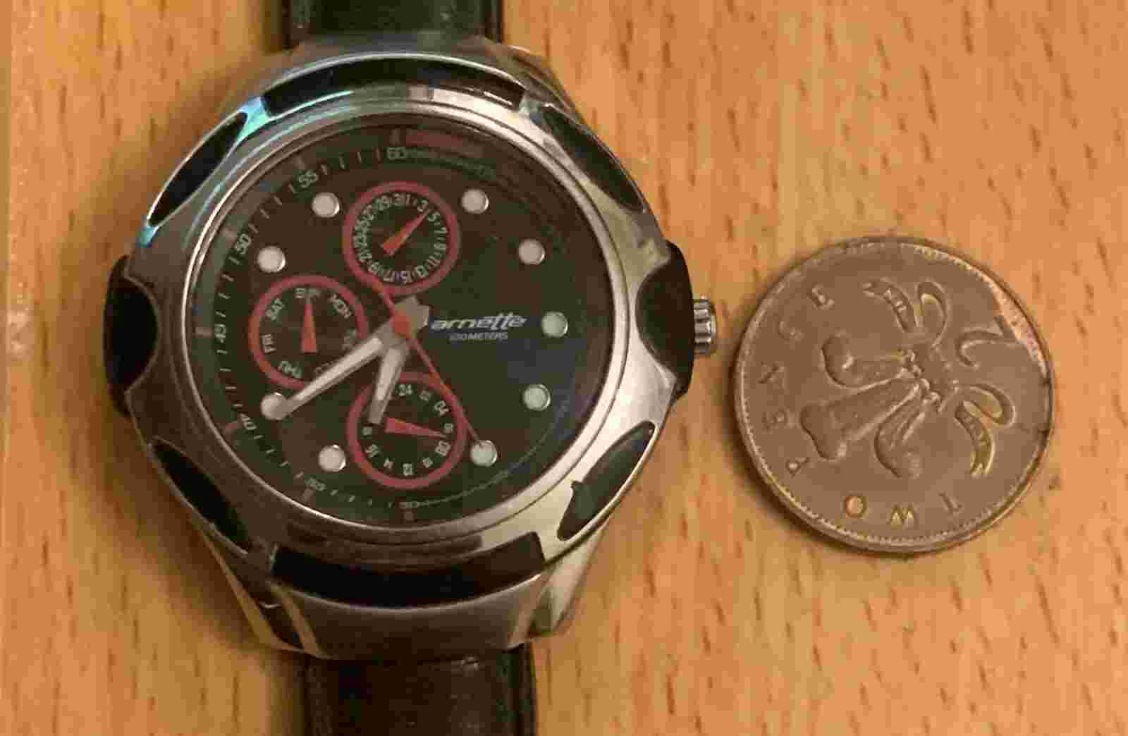Men's Vintage Arnette Chronograph Quartz Watch With Leather Strap (p)