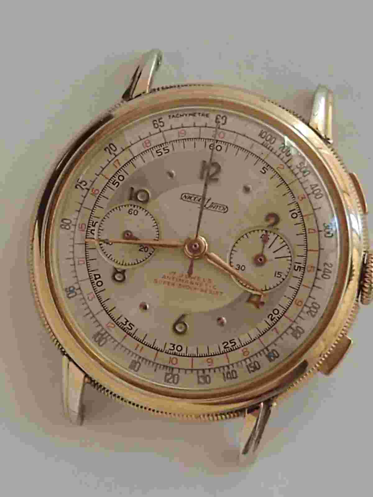 NICOLET WATCH CHRONOGRAPH ORIGINAL DIAL  BIG JUMBO 40mm  ca 1940