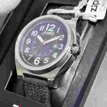 Zippo 45012-YF Black Rubber Strap Quartz Movement Black Dial Wrist Watch Gift