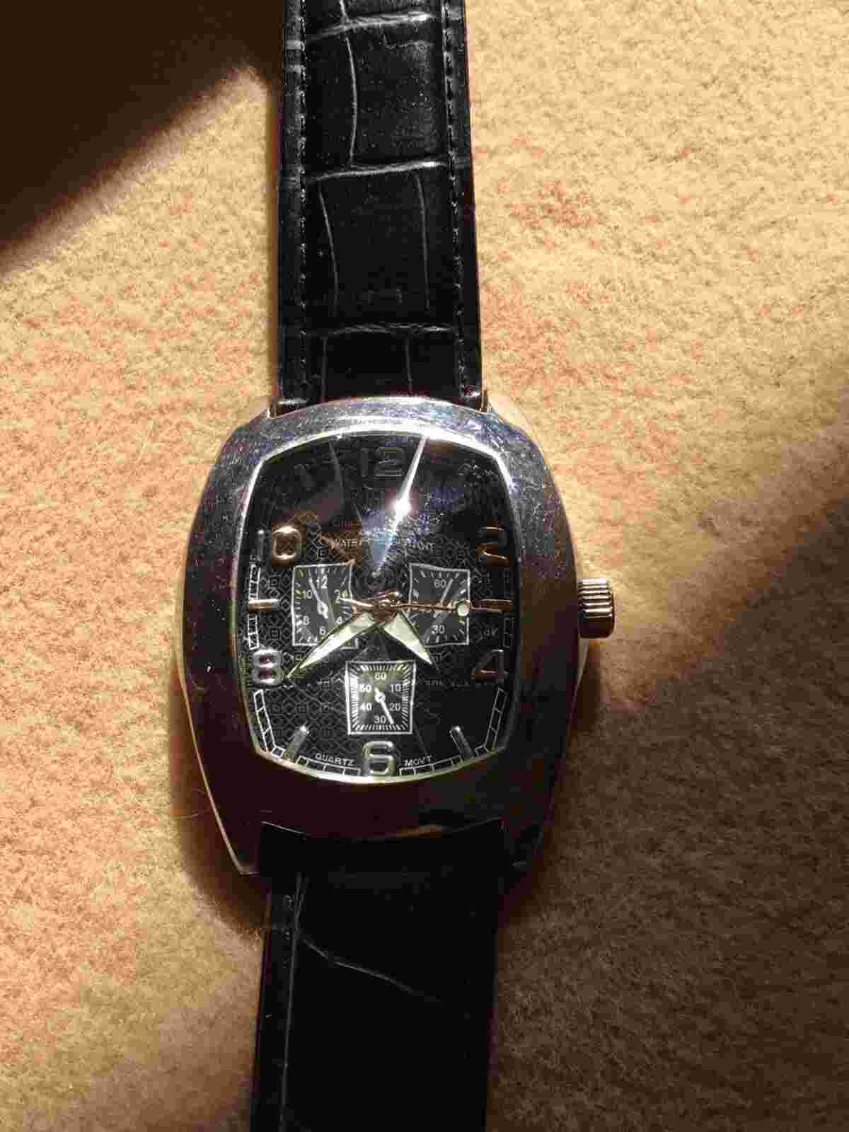 Charles Dumont Wristwatch with Leather Band 2616G Dome Crystal Grandfather Gift