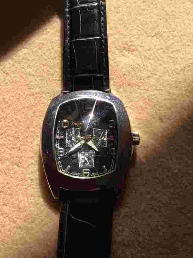 Charles Dumont Wristwatch with Leather Band 2616G Dome Crystal Grandfather Gift