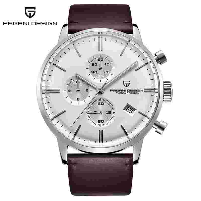 43MM Pagani Design Mens Watch Quartz Chronograph Stainless Steel Case Wristwatch