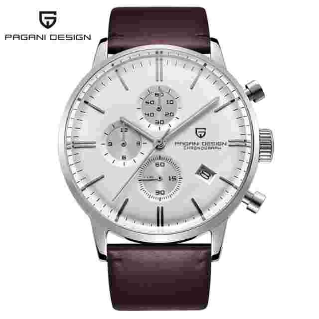 43MM Pagani Design Mens Watch Quartz Chronograph Stainless Steel Case Wristwatch