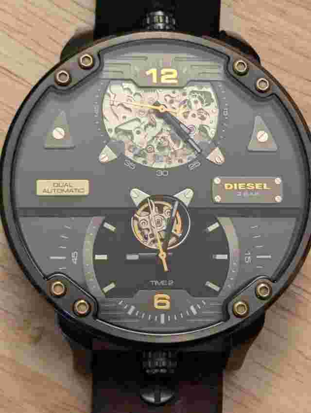 Rare Diesel DZ7365 Double Automatic Movement Dual Time Zone Limited Ed. Watch