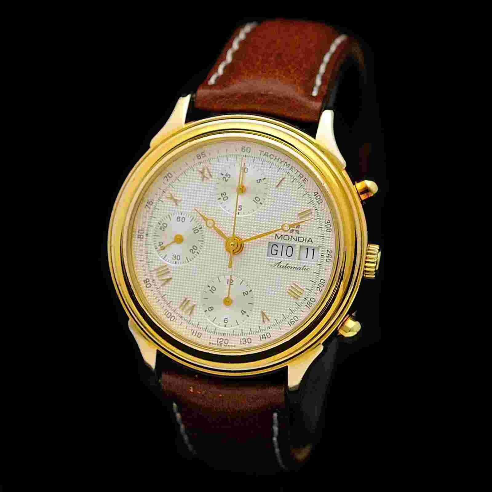 Mondia Chronograph Steel Gold 38 Mm Automatic Valjoux 7750 + Box