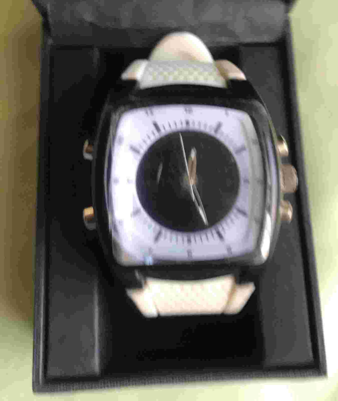 American Exchange Unisex Black and White Rubber Strap Watch