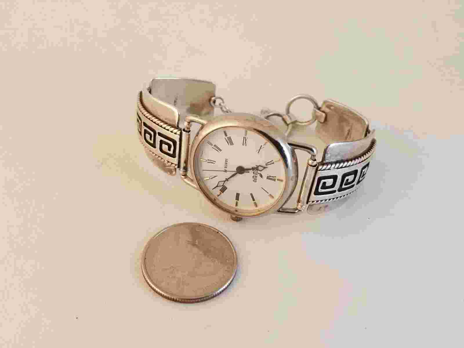 Peyote Bird Santa Fe watch + Zuni sterling silver watch band