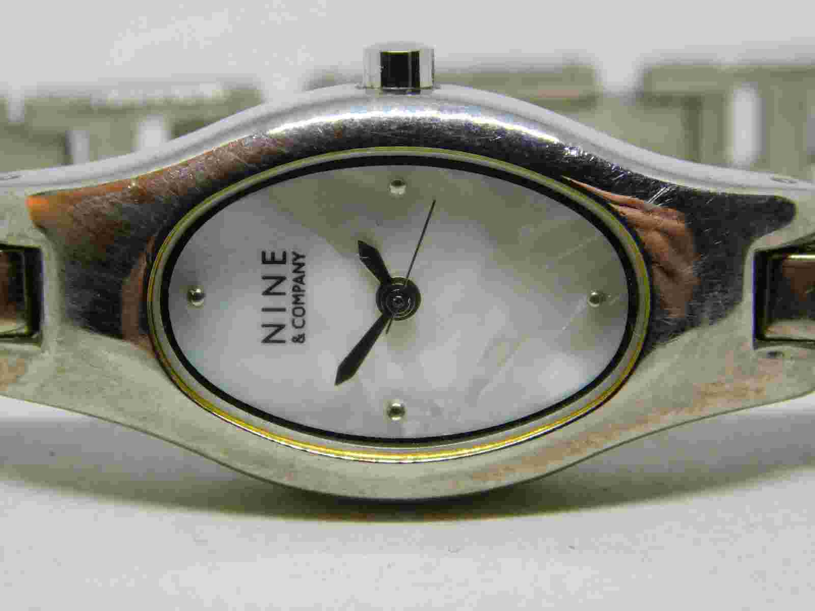 Nine & Co 9C/5052 Silver Tone Quartz Analog Ladies Watch Sz. 6 3/4"
