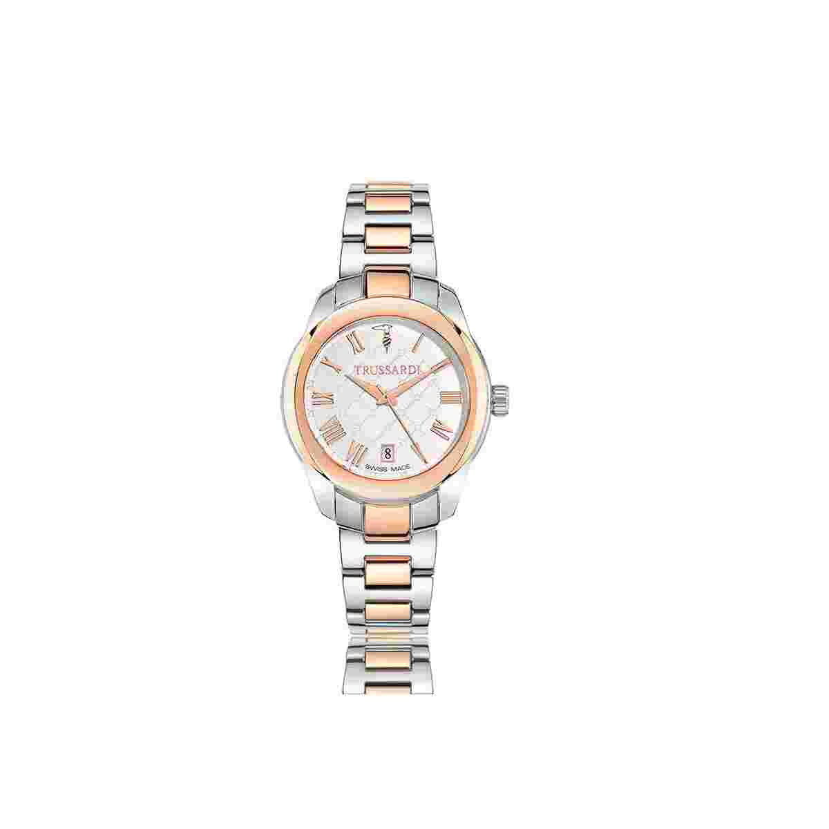 Womens Wristwatch TRUSSARDI T01 R2453100504 Steel Gold Rose White SWISS MADE
