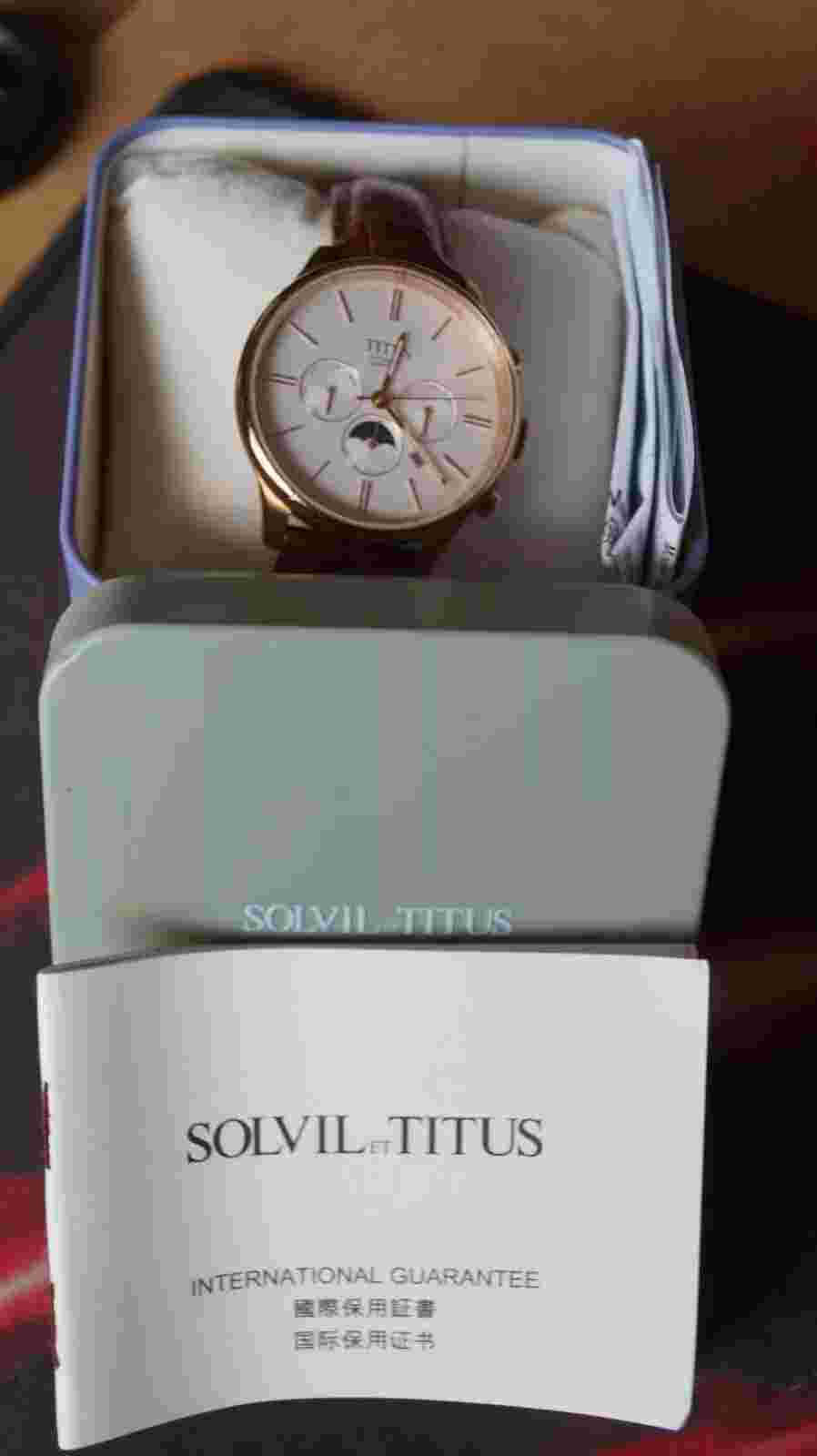 Solvil et Titus automatic watch rose gold case 42mm day date 12/24 06-3037-008