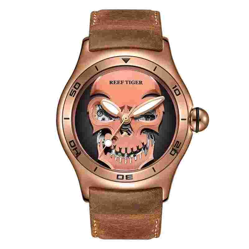 2022 Steel Waterproof Mens Skull Skeleton Watches Top Brand Luxury Mechanical Sp