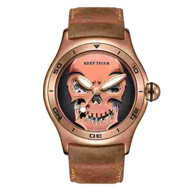 2022 Steel Waterproof Mens Skull Skeleton Watches Top Brand Luxury Mechanical Sp