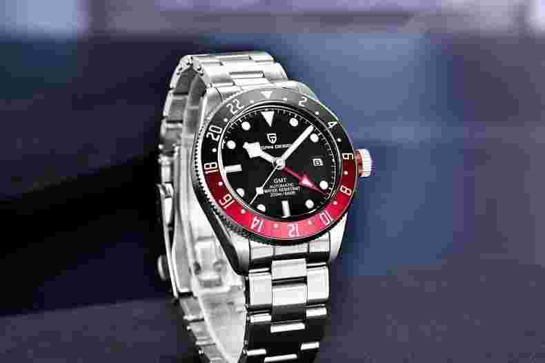 Pagani Design Men's Watch GMT Black Bay Automatic Mechanical PD-1706 (Black/Red)