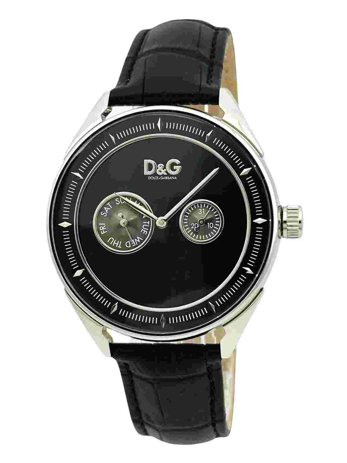 D&G Dolce & Gabbana DW0420S Men's Jimmyz Multifunction Black Leather Strap Watch