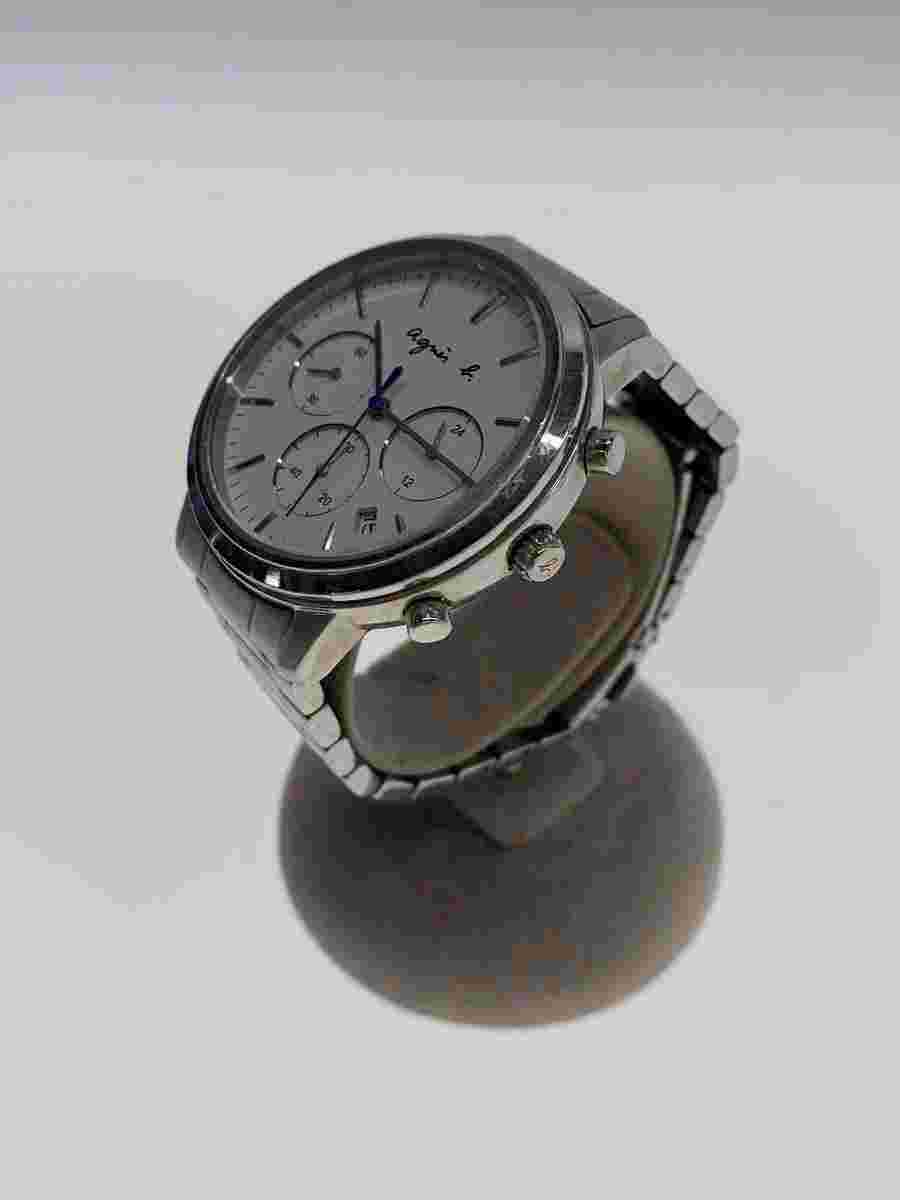 agnes b. Quartz Analog Stainless Steel White Excellent JAPAN