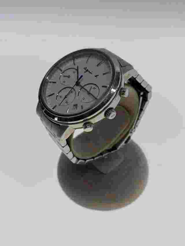 agnes b. Quartz Analog Stainless Steel White Excellent JAPAN