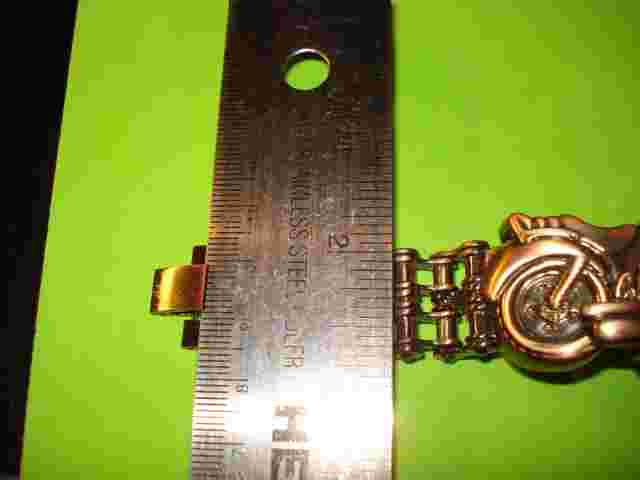 Boca Classics Copper Tone Metal Color Motorcycle/Chain Wrist Watch /Bracelet