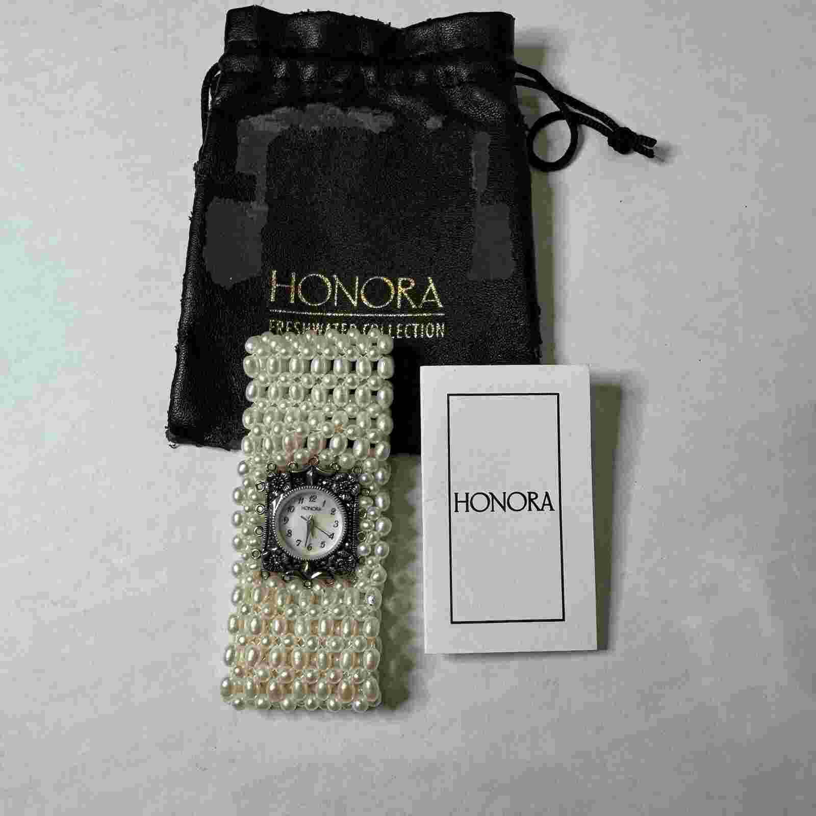 Honora Sterling Silver Quartz Freshwater Pearl Bracelet Watch Timeless Classic
