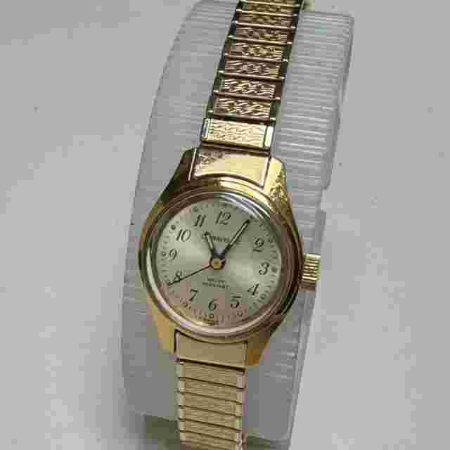 VTG Caravelle Bulova Swiss Hand-Wind Mechanical Watch Women Gold Tone Stretch
