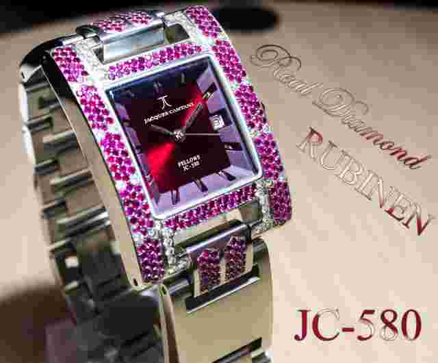 Jacques Cantani Watch Unique Stainless Steel, Real Diamonds And Synthetic Rubies