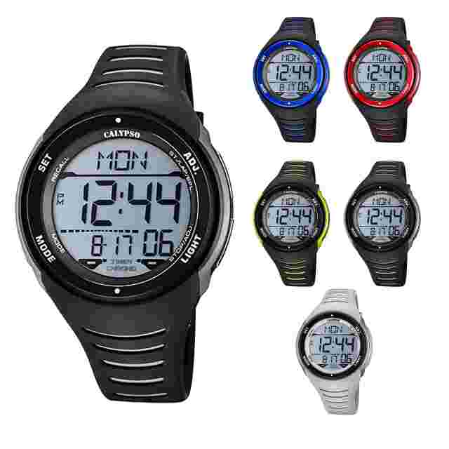 Calypso Large Face Mens Digital Watch, Timer, Date, Chrono, Alarm, Light - K5807