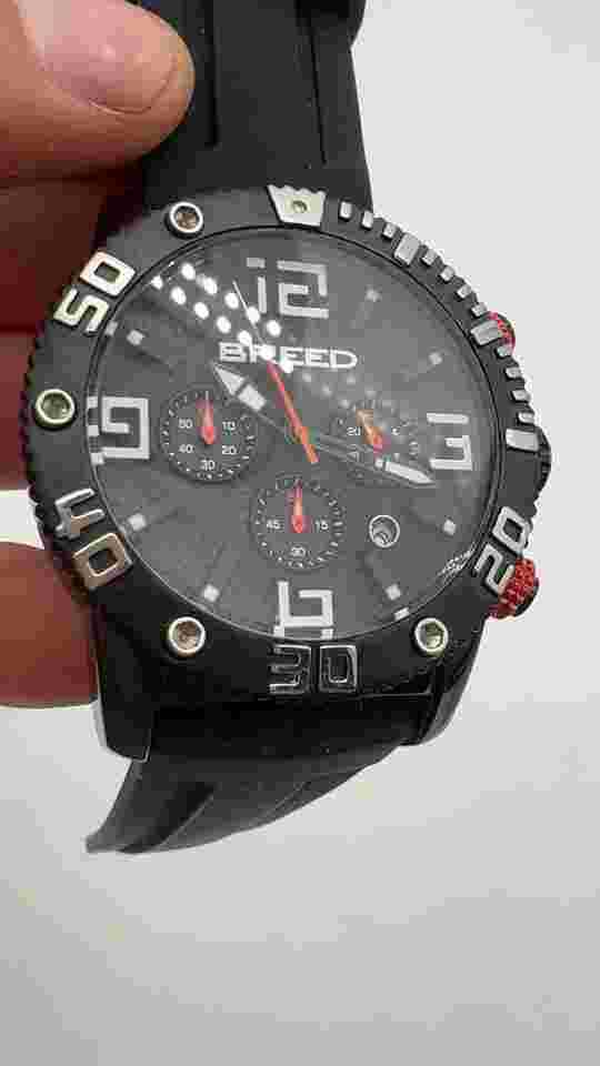 BREED Grand Prix Chronograph Black Dial Black Silicone Men's Watch 3905