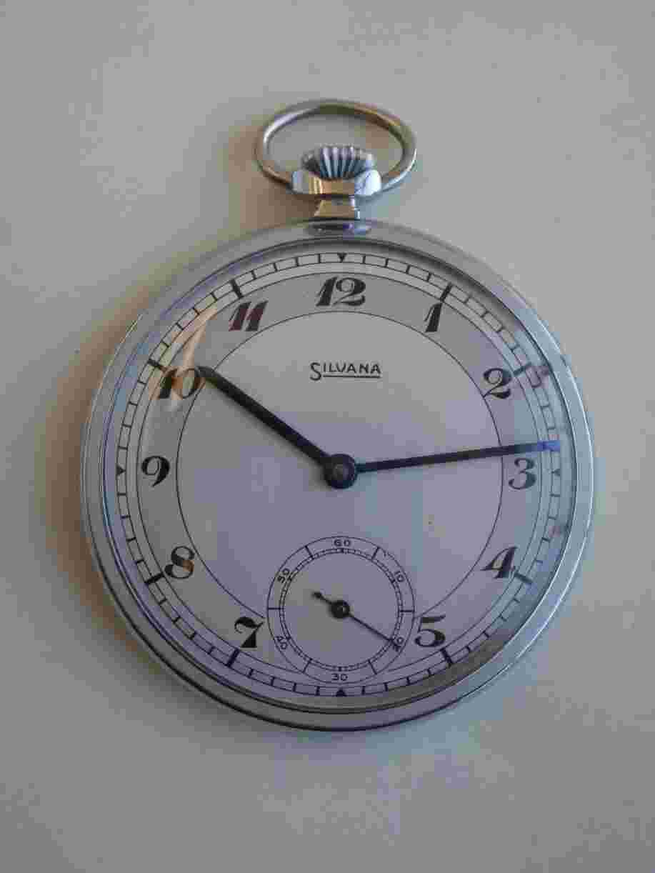 Silvana two tone dial swiss men's mechanical 1830 art deco vintage pocket watch