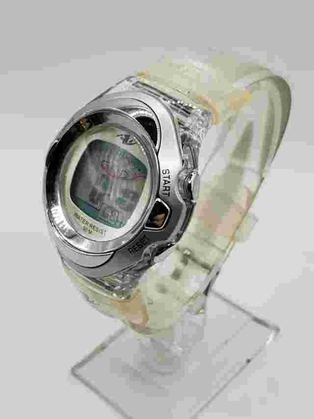 Athletic Works Ladies Sports Quartz Watch 39mm Oval Silver Tone Silicone Band