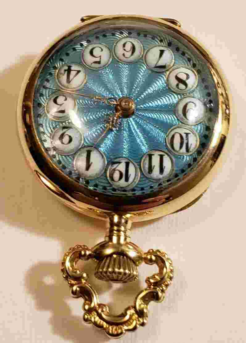 GRUEN RARE 10/0S. 15J. SUPER FANCY LITE BLUE TELEPHONE DIAL 14K 6 DIAMOND CASE.