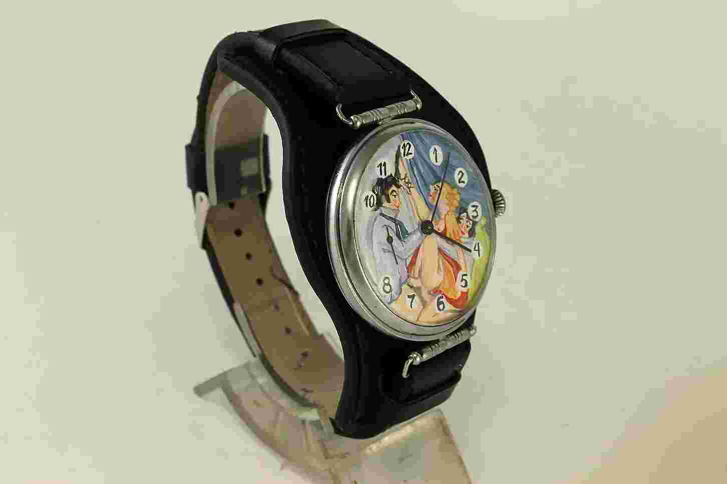 Vintage Russian MOLNIA Hand Painted Dial Pocket Watch To Wristwatch