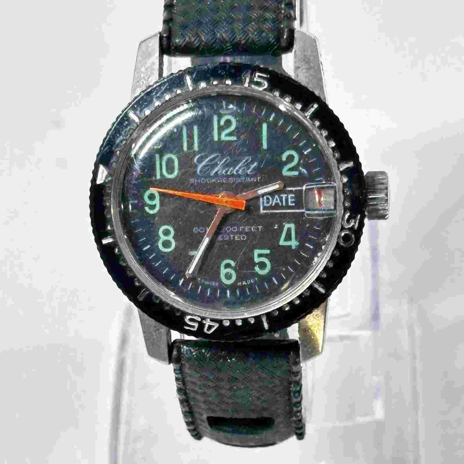 Vintage Chalet Swiss Mechanical Watch Women Rotating Bezel 60m Diver