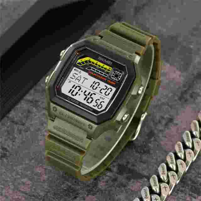 SKMEI Men Digital Watch Countdown LED Wristwatch Stainless Steel Males Watches