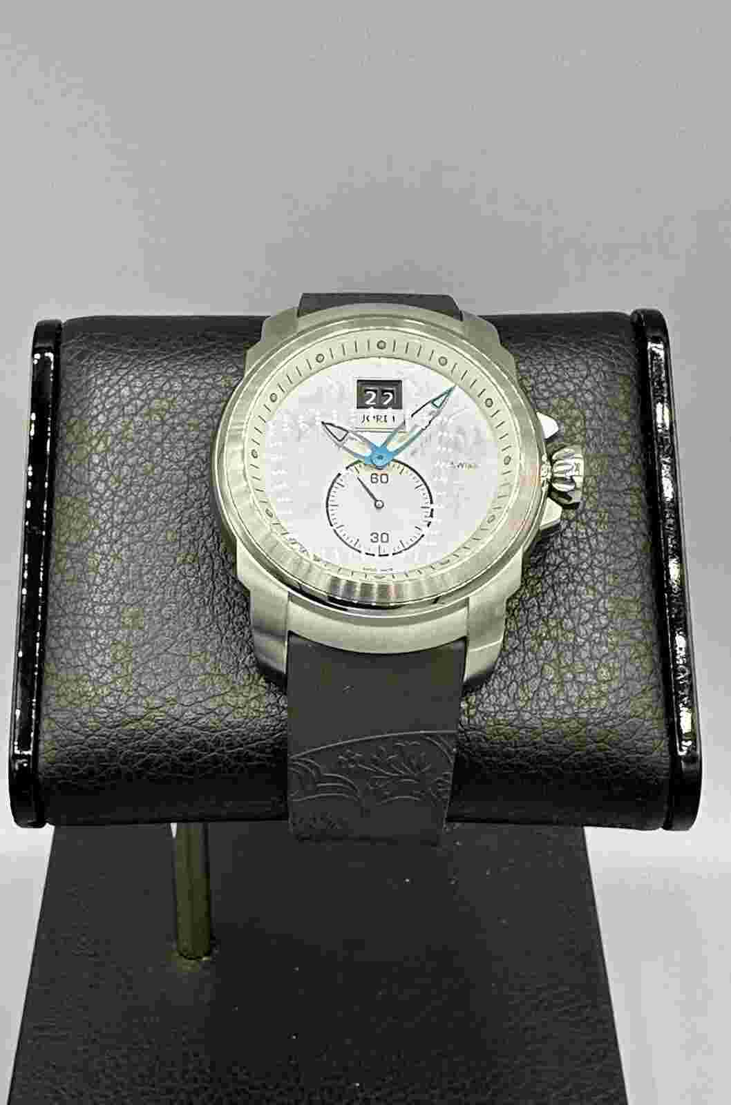 Michel Jordi Mega Icon Swiss Made Quartz Big Date 45mm Silver Guilloche Dial