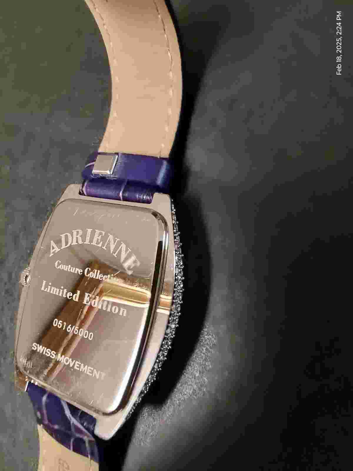 ADRIENNE COUTURE COLLECTION LIMITED 0516/5000 PAVE SWAROVSKI CRYSTAL WATCH Swiss