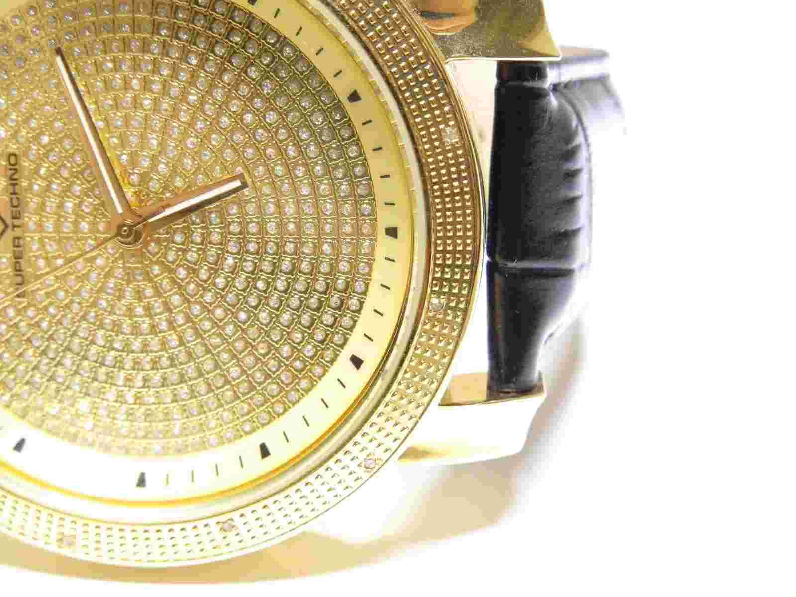 New Super-Techno Yellow 0.10ct White Diamond M-6231 with 2 extra straps Watch