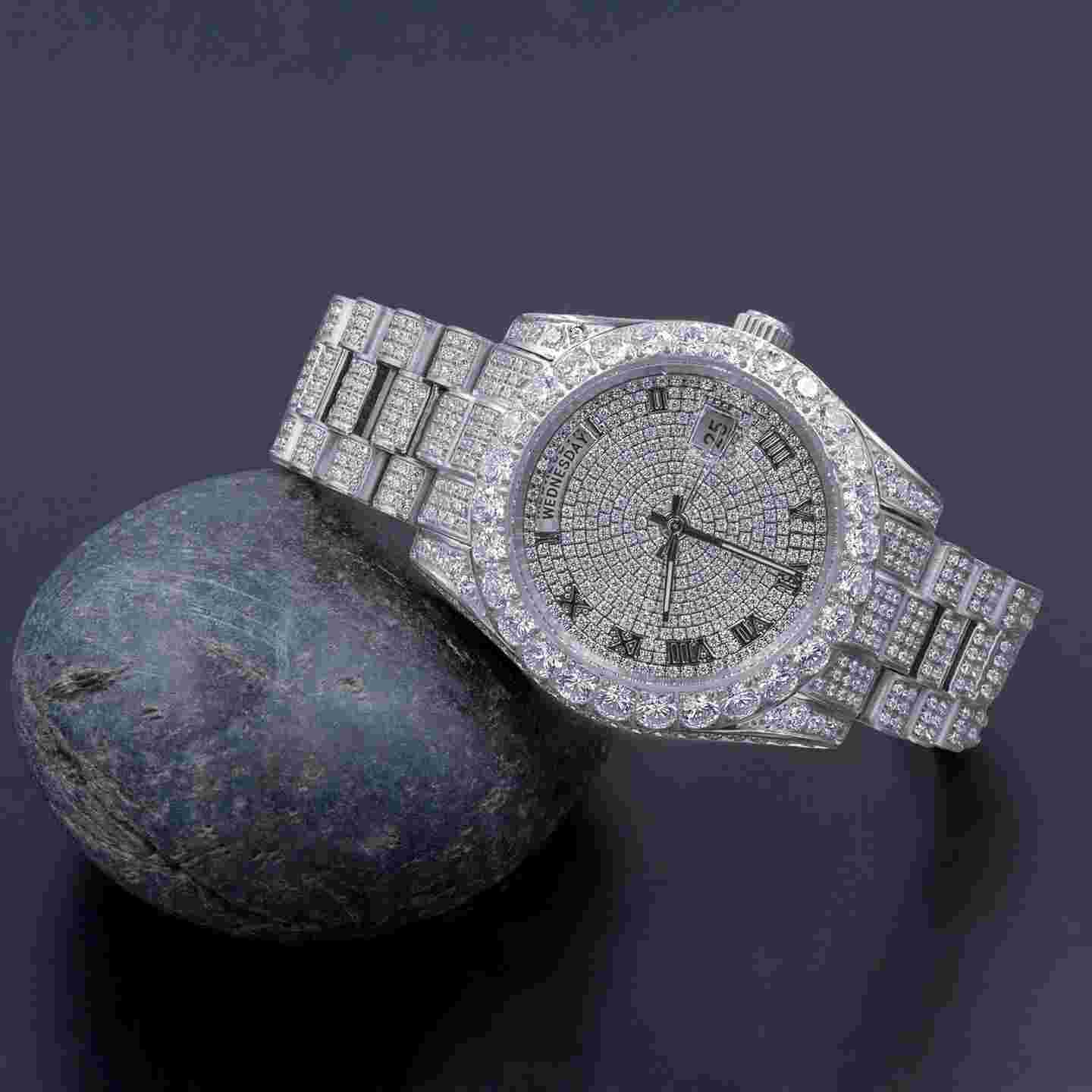 Iced Out D/VVS1 Moissanite Stainless Steel Buss Down Custom Luxury Men Watch