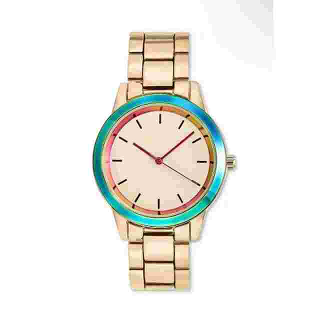 Gold Tone Iridescent Watch Bracelet Stunning Style Trendy Fashion Chic NWT Vday