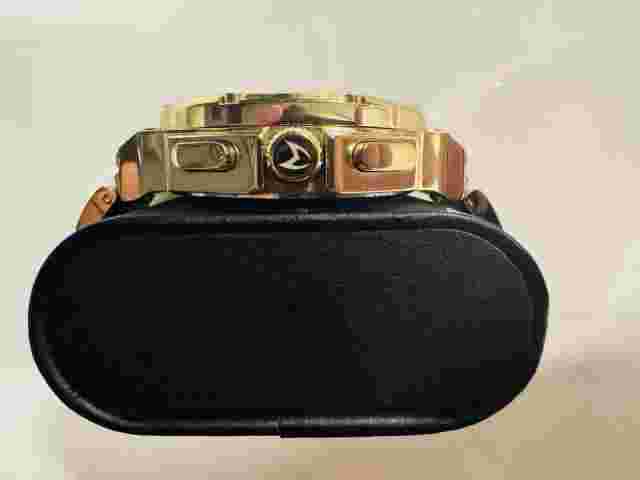 MSTR MEISTER AM1002SS - AMBASSADOR CHAMPAGNE GOLD / BLUE / SS BAND WATCH RARE!