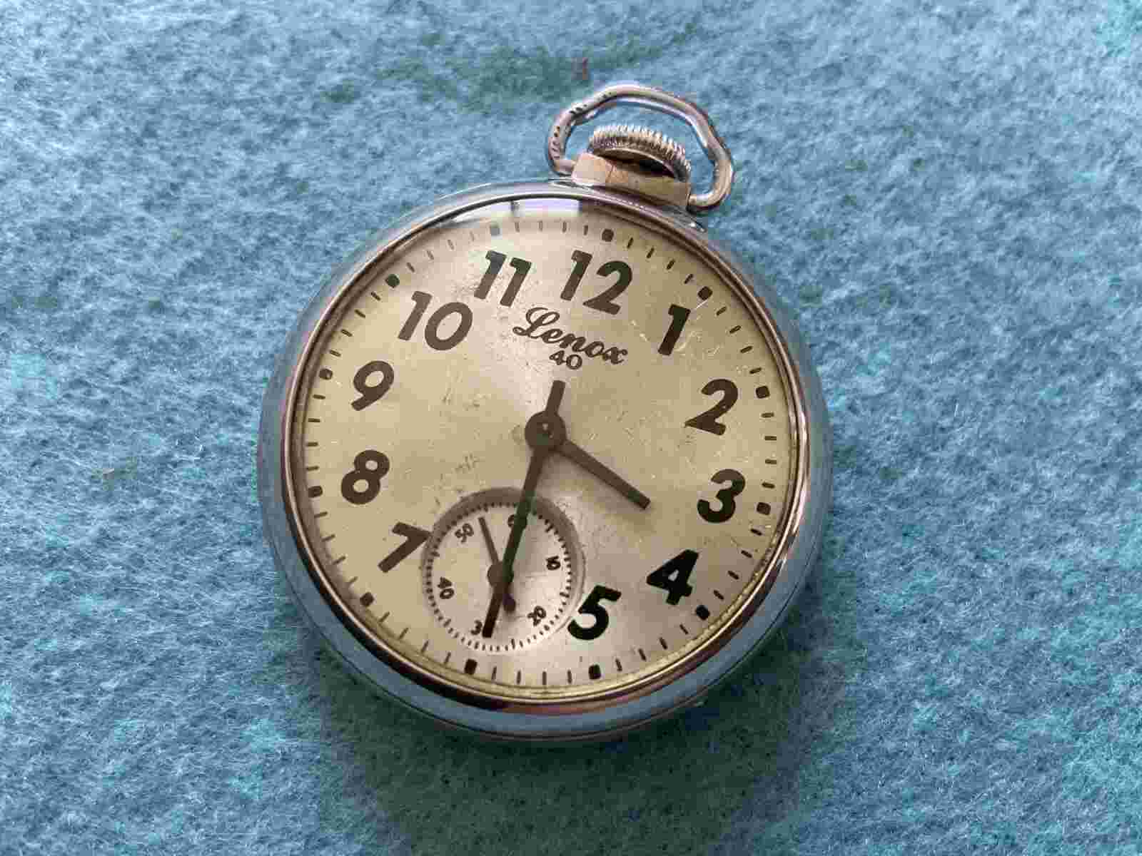 Lenox 40 Mechanical Wind Up Vintage Pocket Watch