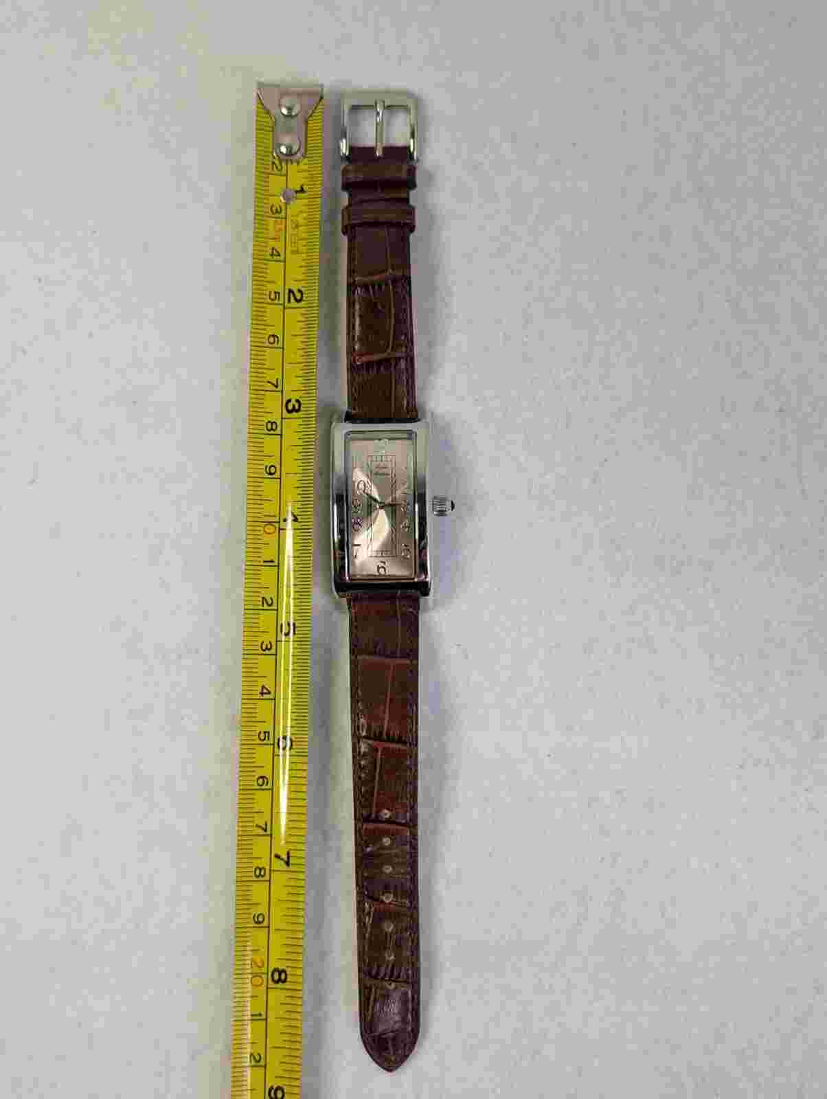 Brooks Brothers Wristwatches Silver Ladies Embossed Leather Band