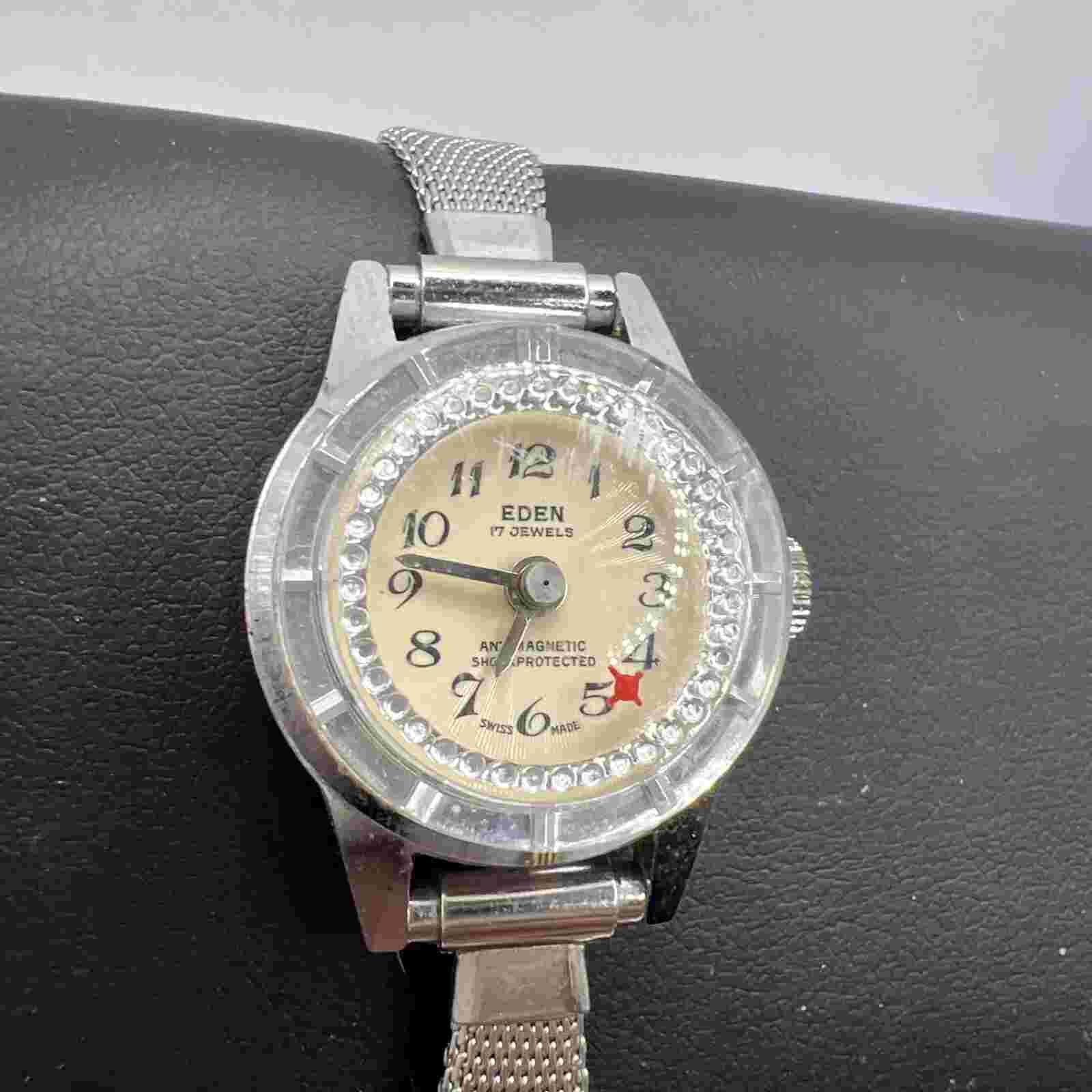 Women’s Eden 17 Jewels Antimagnetic Swiss Watch Flashing Diamonds