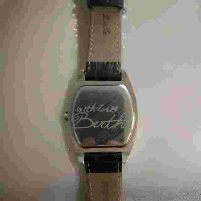 Vintage BERTHA Watch, Chrome On White, Black Leather Band! Excellent Condition