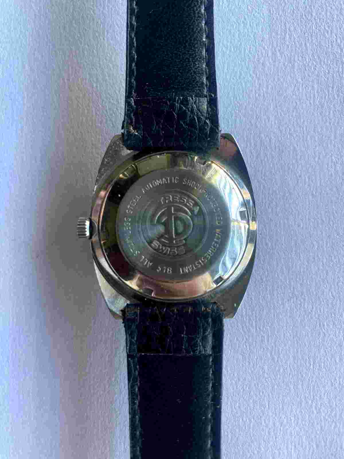TRESSA LASER BEAM AUTOMATIC WINE COLOR DIAL 318 SWISS MEN'S FULL WORKING VINTAGE