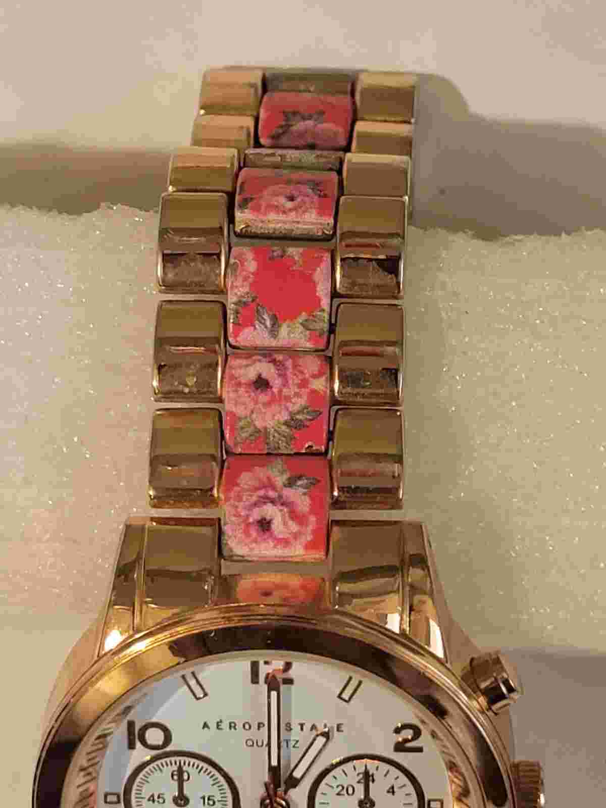 Aeropostale Floral Band Rose-Tone Ladies Chronograph Watch